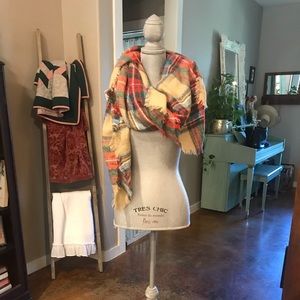 Multi-Colored Plaid Blanket Scarf